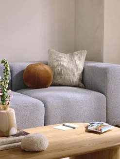 Westwing Collection Cojín decorativo redondo de piel sintética Ginny