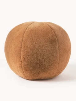 Westwing Collection Cojín decorativo redondo de piel sintética Ginny