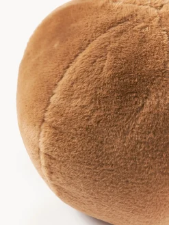 Westwing Collection Cojín decorativo redondo de piel sintética Ginny