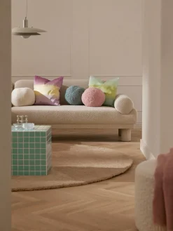 Westwing Collection Cojín decorativo redondo de pelo sintético Ginny^ Cojines Decorativos|Mantas