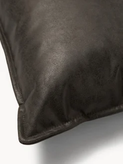 Westwing Collection Cojín grande de cuero reciclado sofá Lennon, 60 x 60 cm