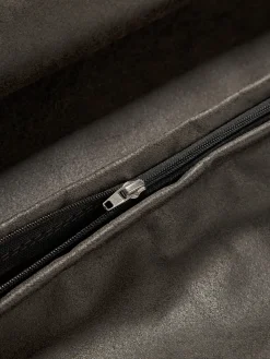 Westwing Collection Cojín grande de cuero reciclado sofá Lennon, 60 x 60 cm