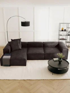 Westwing Collection Cojín grande de cuero reciclado sofá Lennon, 60 x 60 cm