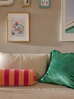 Westwing Collection Cojín rulo de terciopelo patchwork Remus