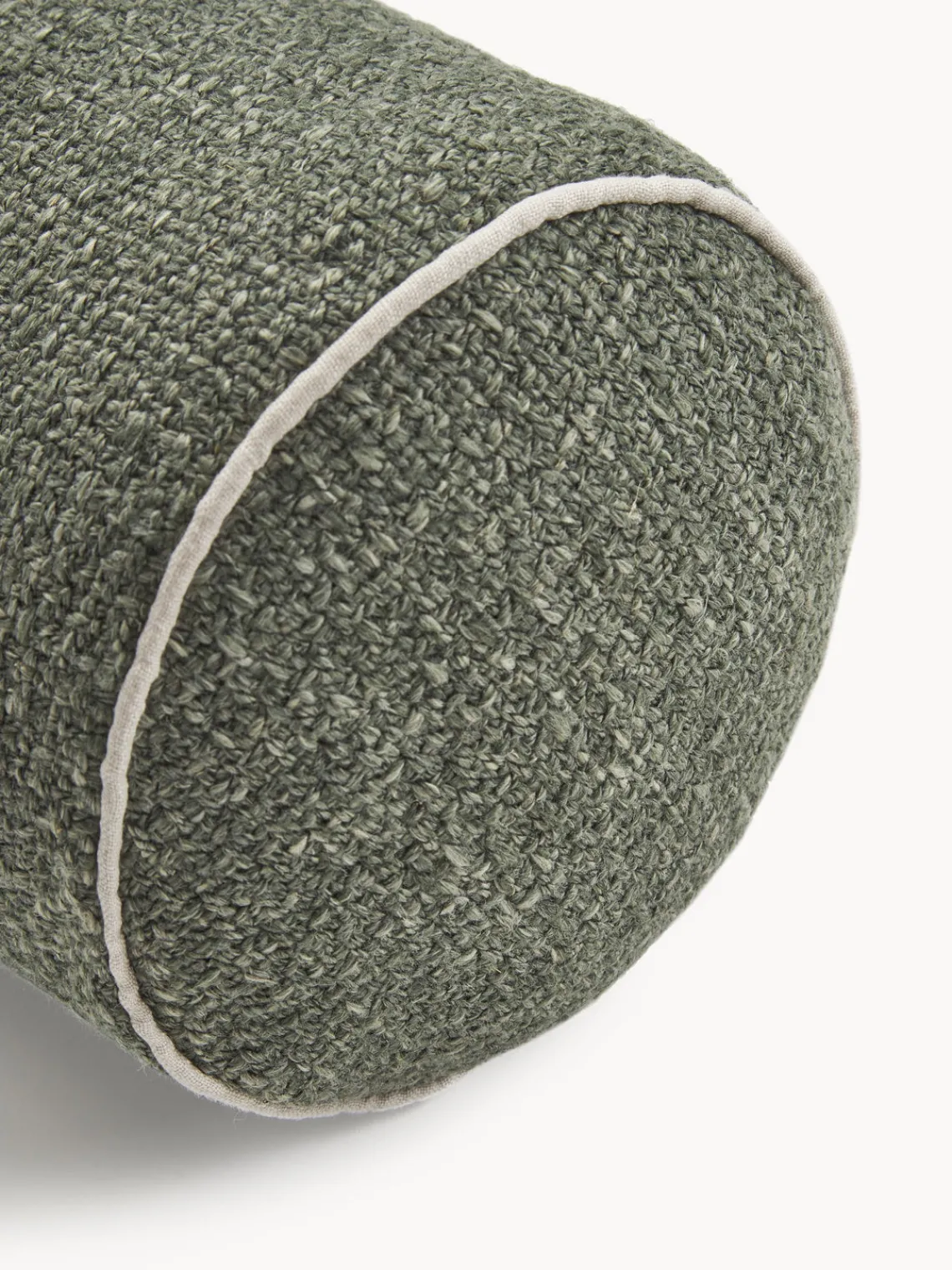 Westwing Collection Cojín rulo en tejido bouclé con ribete Aya