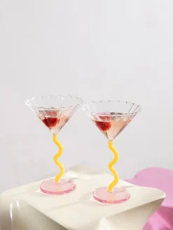 &k Amsterdam Copas de cóctel de vidrio de borosilicato Curve, 2 uds.