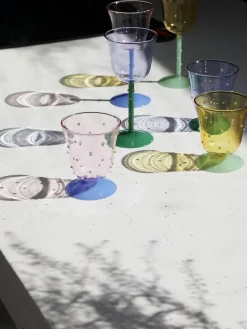 &k Amsterdam Copas de vino artesanales de vidrio borosilicato Dot, 2 uds.