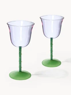 &k Amsterdam Copas de vino artesanales de vidrio borosilicato Dot, 2 uds.