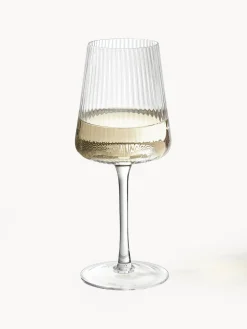 Westwing Collection Copas de vino blanco artesanales con relieves Cami, 4 uds.