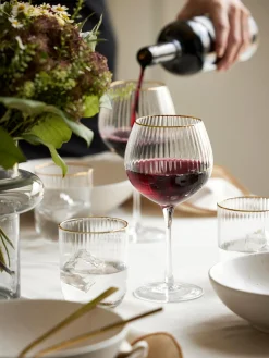 Lyngby Glas Copas de vino sopladas con relieve en forma esférica Palermo, 4 uds.