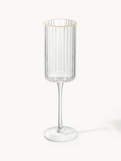 Westwing Collection Copas flauta sopladas con borde dorado Aleo, 4 uds.