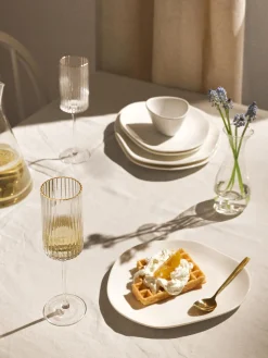 Westwing Collection Copas flauta sopladas con borde dorado Aleo, 4 uds.