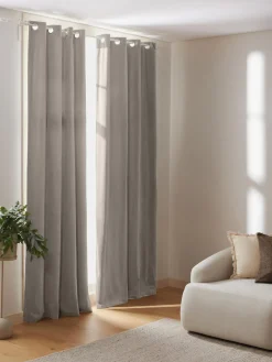 Westwing Collection Cortinas de terciopelo oscuras con ojales Rush, 2 uds.^ Cortinas Y Visillos|Mantas
