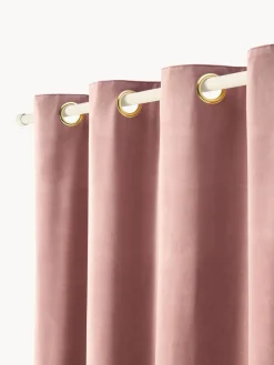 Westwing Collection Cortinas de terciopelo oscuras con ojales Rush, 2 uds.