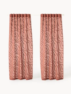 Westwing Collection Cortinas semitransparentes con lazos Lidia, 2 uds.