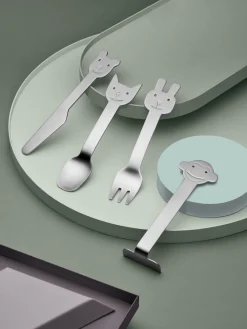 Niños Gense Cubertería infantil cepillada mate Animal Friends, 4 pzs.