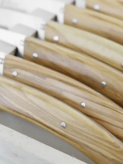 André Verdier / Laguiole Cuchillos de mesa artesanales satinados Le Thiers Elegance, 6 uds.