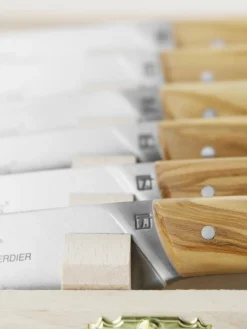 André Verdier / Laguiole Cuchillos de mesa artesanales satinados Le Thiers Elegance, 6 uds.