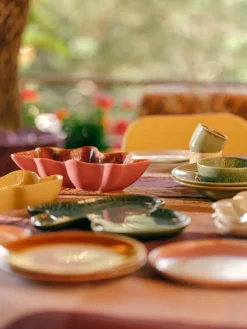 HKLIVING Cuenco de servir artesanal de gres Shell