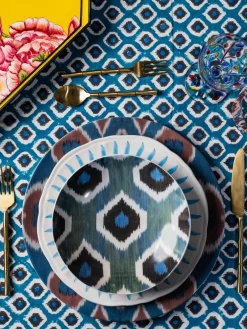 Les Ottomans Cuenco de servir artesanal de porcelana Ikat