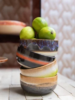 HKLIVING Cuencos artesanales de gres 70's, 4 uds.