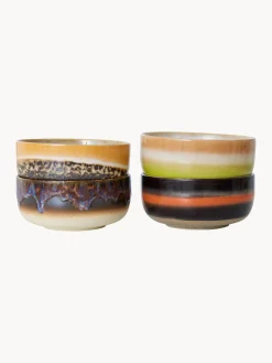 HKLIVING Cuencos artesanales de gres 70's, 4 uds.