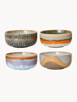 HKLIVING Cuencos artesanales de gres 70's, 4 uds.