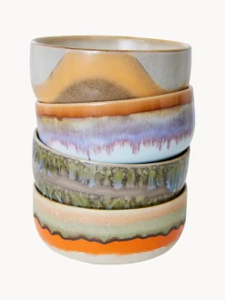 HKLIVING Cuencos artesanales de gres 70's, 4 uds.