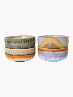 HKLIVING Cuencos artesanales de gres 70's, 4 uds.