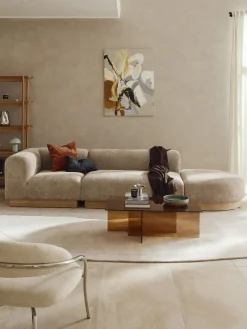 Westwing Collection Diván modular de borreguillo bouclé con reposapiés Natalie^ Sofás