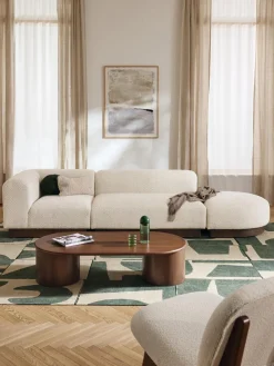 Westwing Collection Diván modular de borreguillo bouclé con reposapiés Natalie