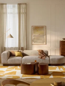 Westwing Collection Diván modular de borreguillo bouclé con reposapiés Natalie