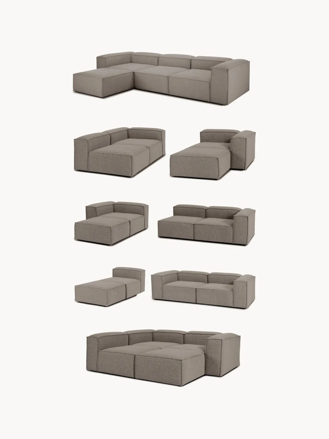 Westwing Collection Diván modular en tejido bouclé Lennon