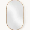 Westwing Collection Espejo ovalado de pared con marco de roble Avery