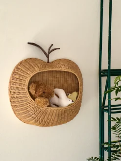 Ferm Living Kids Estante de pared artesanal de ratán Apple^Niños Estanterías Infantiles|Decoración Infantil