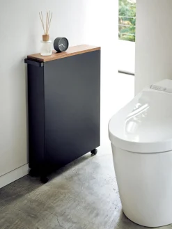 Yamazaki Estantería de baño con ruedas Tower^ Armarios De Baño|Estanterías De Baño