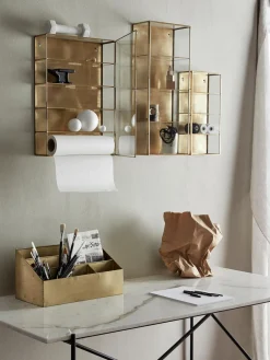 Nordal Estantería de pared de metal con baldas y puerta de cristal Ada^ Estanterías De Pared