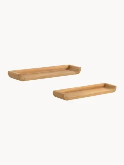 Estantes de pared de madera de teca Shamel, 2 uds.^ Estanterías De Pared