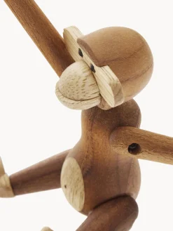 KAY BOJESEN Figura decorativa de madera de teca artesanal Monkey, 10 cm^ Jarrones|Figuras Decorativas