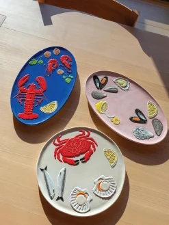 &k Amsterdam Fuente artesanal de dolomita De La Mer, 33 x 20 cm^ Cuencos Y Platos De Servir|Vajillas Completas