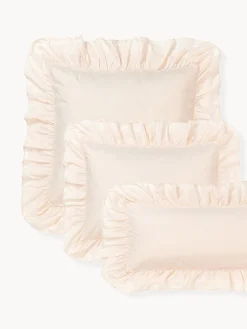 Westwing Collection Funda de almohada de percal lavado con volantes Louane