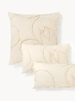 Westwing Collection Funda de almohada de percal de algodón con decoración de penachos Madeline