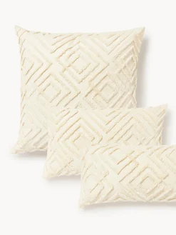 Westwing Collection Funda de almohada de percal con ribete capitoné Phil