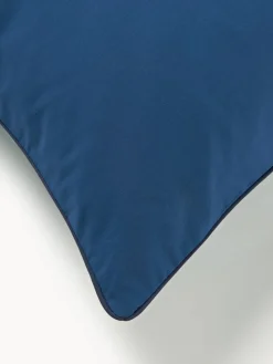 Westwing Collection Funda de almohada de percal a cuadros con ribete Scarlet