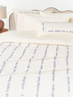 Westwing Collection Funda de almohada de percal con inscripción bordada Roya^ Fundas De Almohadas|Mantas