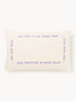 Westwing Collection Funda de almohada de percal con inscripción bordada Roya^ Fundas De Almohadas|Mantas