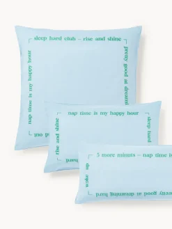 Westwing Collection Funda de almohada de percal con inscripción bordada Roya