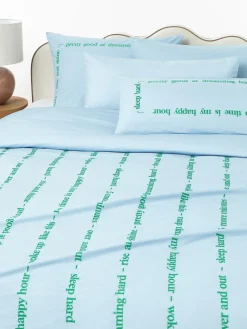 Westwing Collection Funda de almohada de percal con inscripción bordada Roya