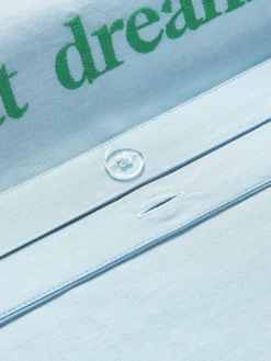 Westwing Collection Funda de almohada de percal con inscripción bordada Roya