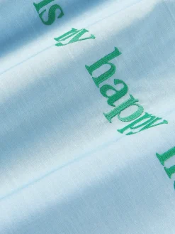 Westwing Collection Funda de almohada de percal con inscripción bordada Roya